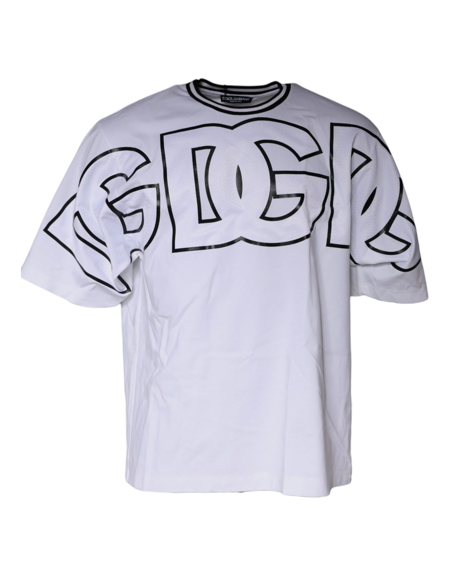 Dolce & Gabbana White Logo Print Crew Neck T-shirt