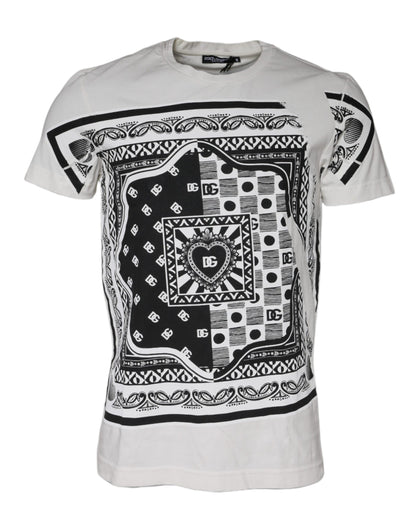 Dolce & Gabbana White Bandana Print Cotton Short Sleeves T-shirt