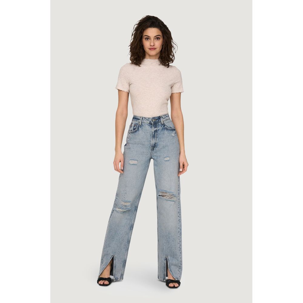 Only Light Blue Cotton Jeans & Pant