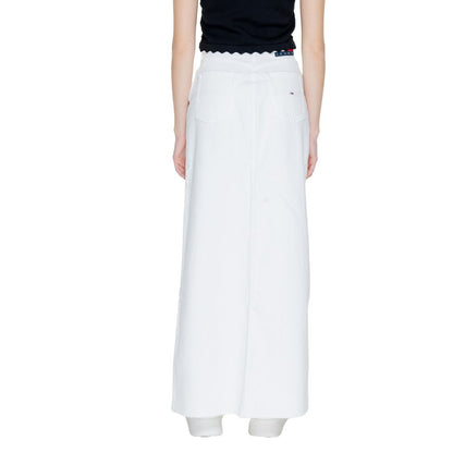 Tommy Hilfiger Jeans White Cotton Rigenerato Skirt