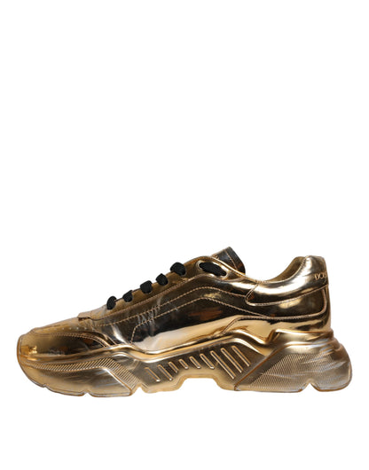 Dolce & Gabbana Gold Leather Daymaster Low Top Sneakers Shoes