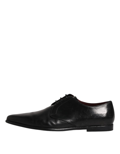 Dolce & Gabbana Black Leather Lace Up Men Derby Formal Shoes