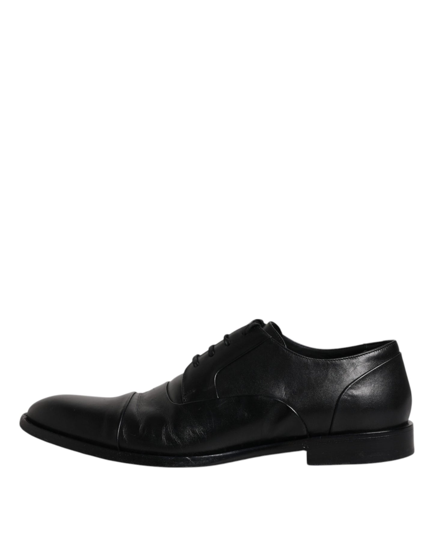 Dolce & Gabbana Black Leather Lace Up Men Derby Formal Shoes