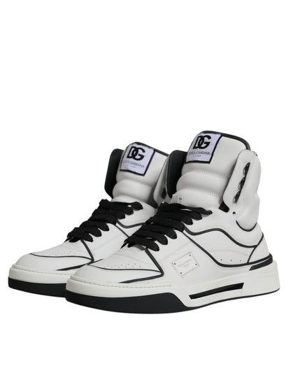 Dolce & Gabbana White Leather High Top Men Sneakers Shoes