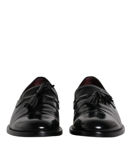 Dolce & Gabbana Black Calf Leather Loafers Mens Dress Shoes