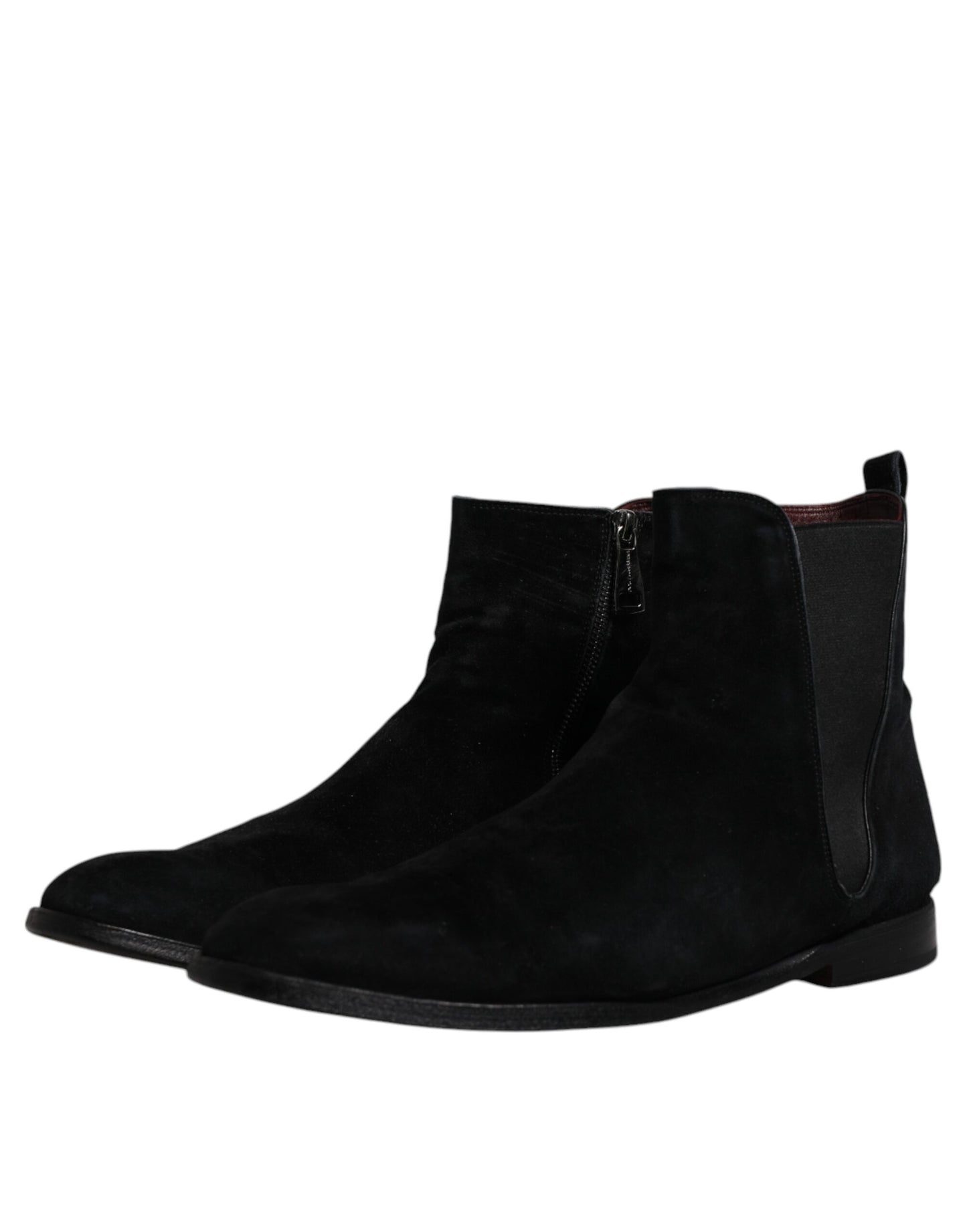 Dolce & Gabbana Black Velvet Chelsea Ankle Boots Shoes