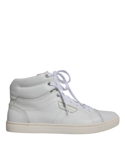 Dolce & Gabbana White Leather Mid Top Men Sneakers Shoes