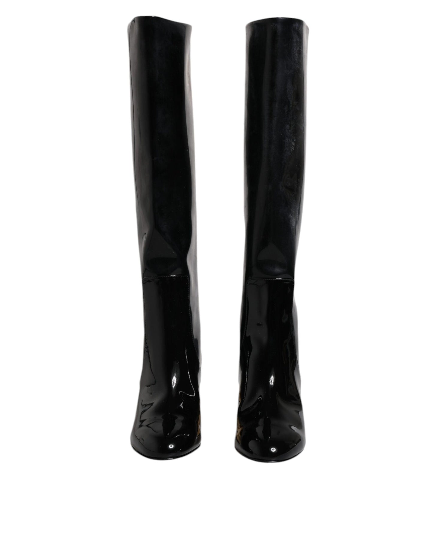 Dolce & Gabbana Black Patent Leather Vally High Boots Shoes