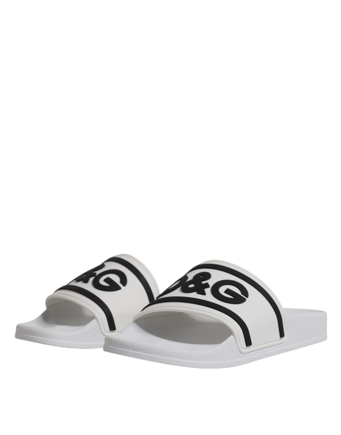 Dolce & Gabbana White Rubber Slides Sandals Beachwear Shoes