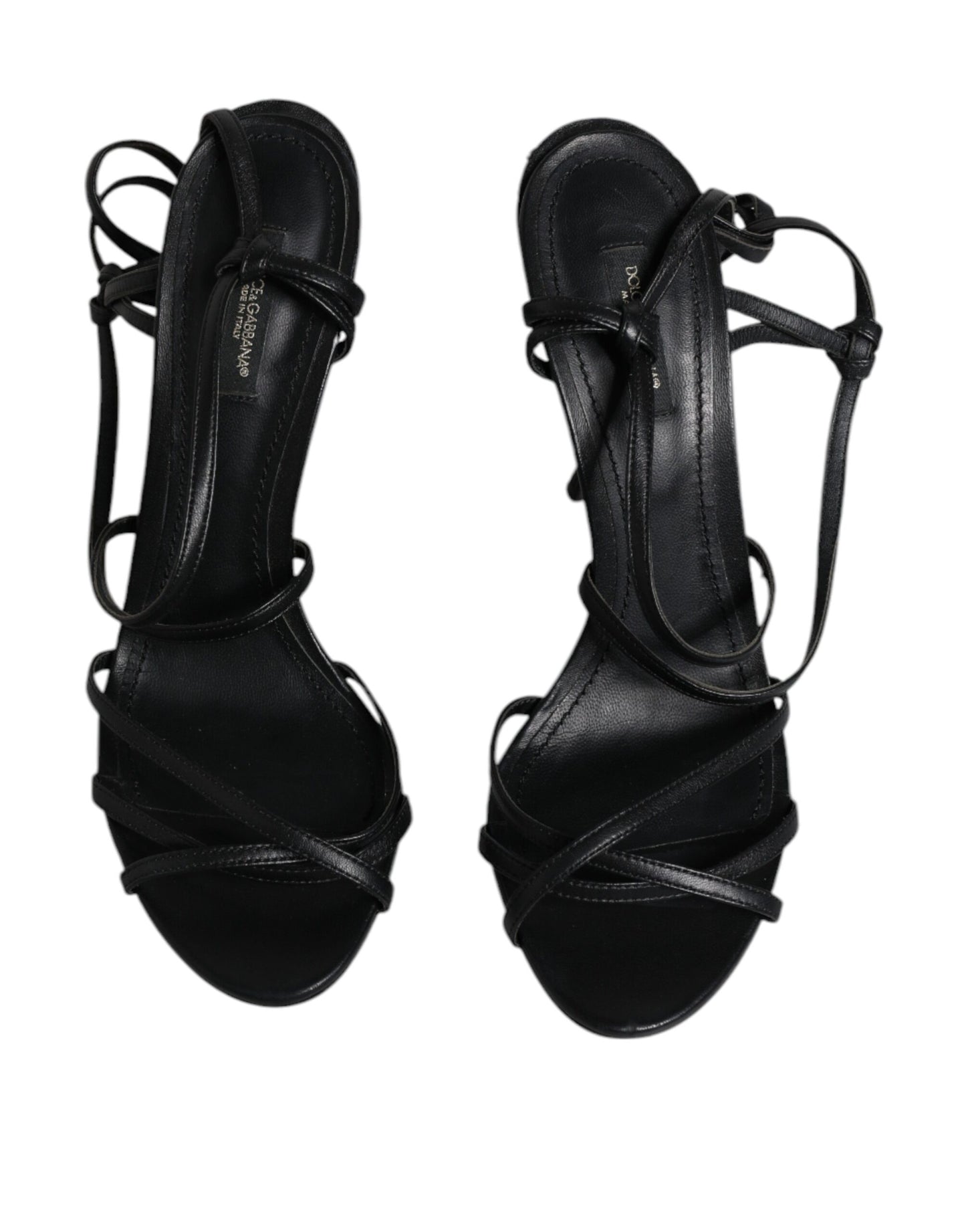 Dolce & Gabbana Black Leather High Heels Keira Sandals Shoes