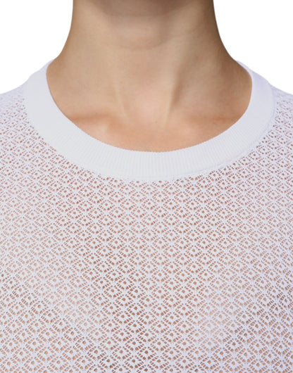 Dolce & Gabbana White Mesh See Through Long Sleeves Top