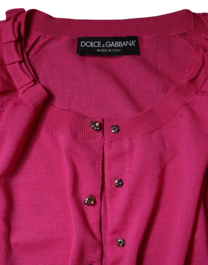 Dolce & Gabbana Pink Wool Button Down Cardigan Sweater