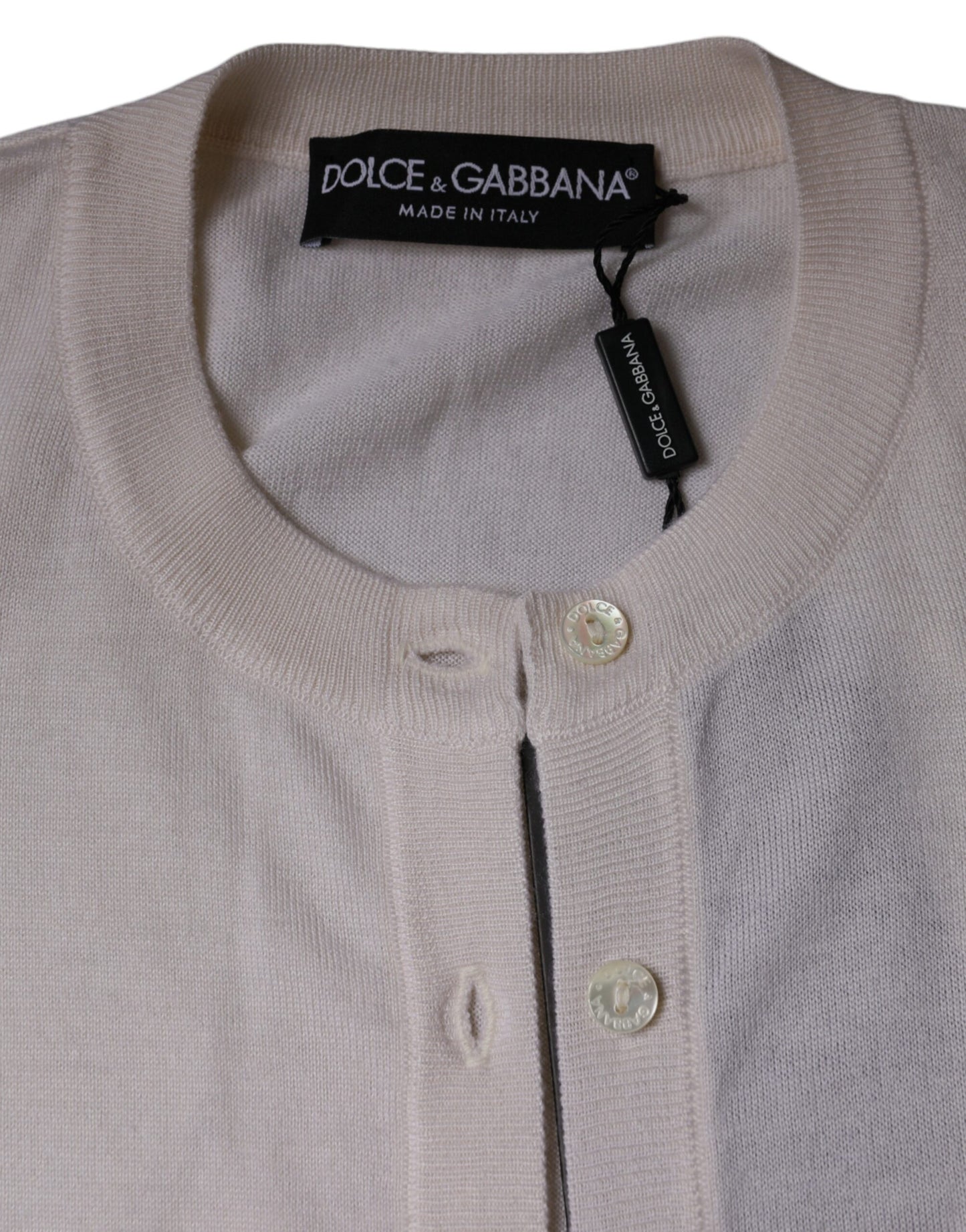 Dolce & Gabbana White Cashmere Button Down Cardigan Sweater