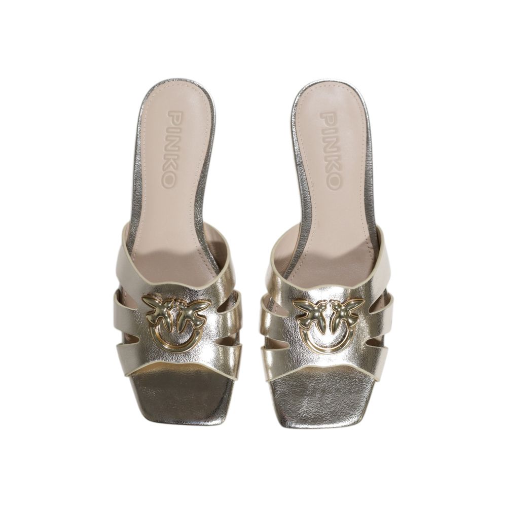 PINKO Gold Leather Sandal