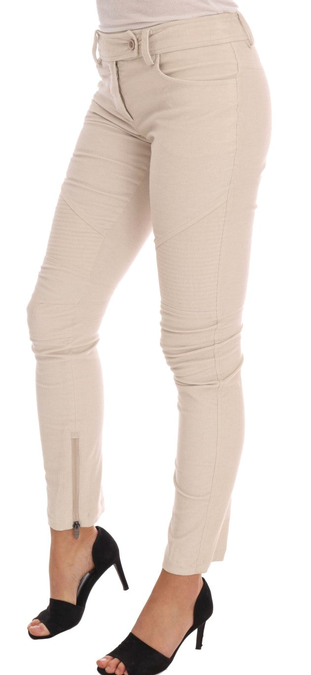 Beige Slim-Jeans-Cord-Röhrenhose