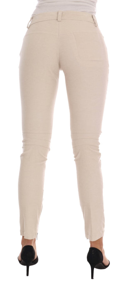 Beige Slim-Jeans-Cord-Röhrenhose