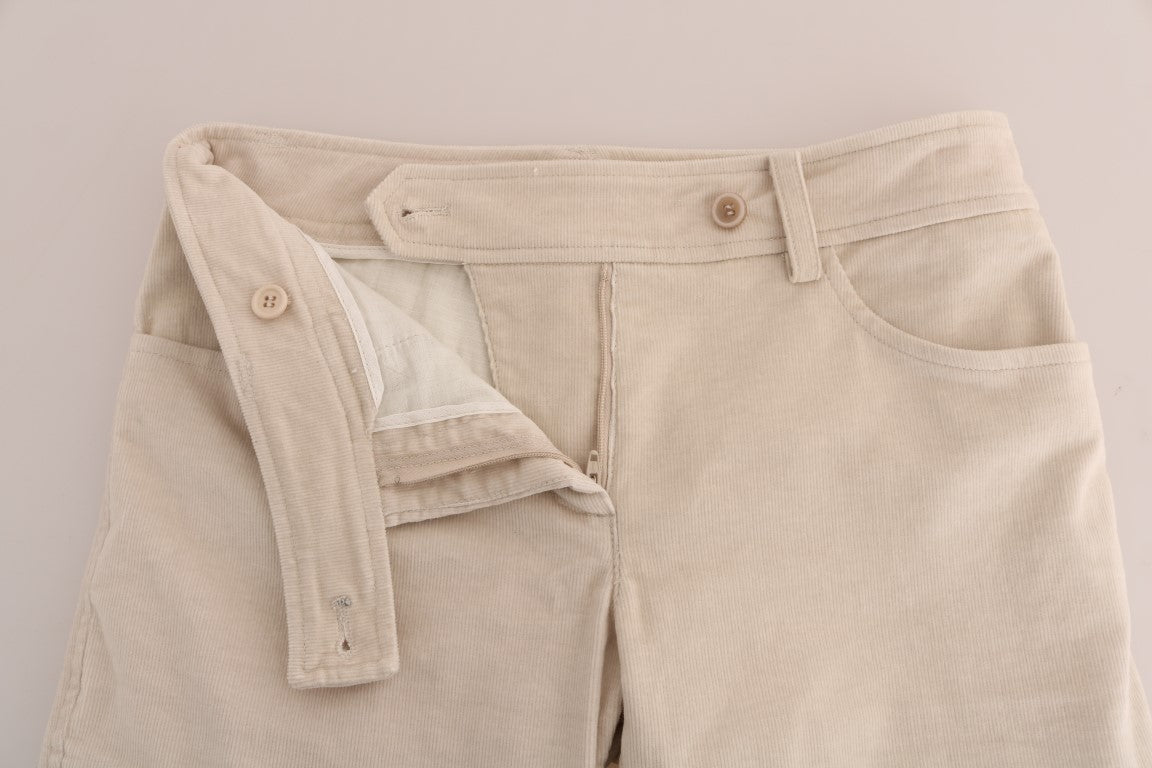 Beige Slim-Jeans-Cord-Röhrenhose