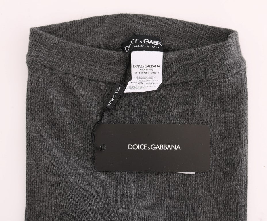 Collant elasticizzati in cashmere grigio