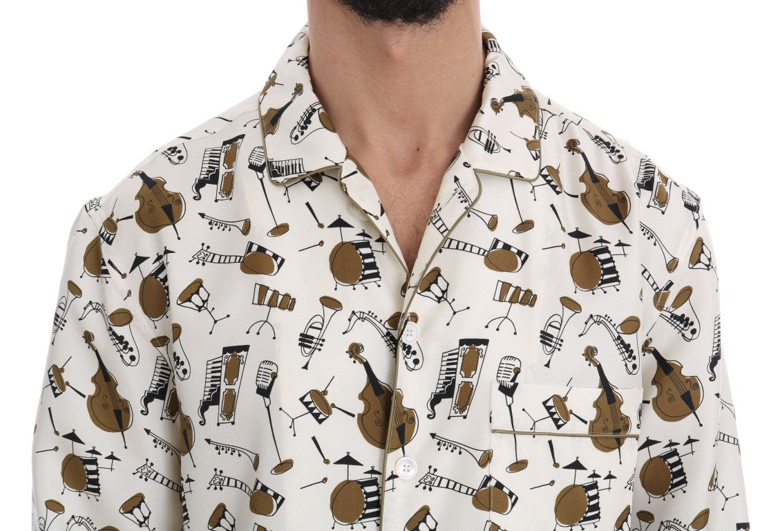 Chemise blanche en soie à motif JAZZ