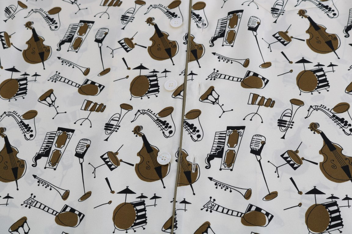 Chemise blanche en soie à motif JAZZ