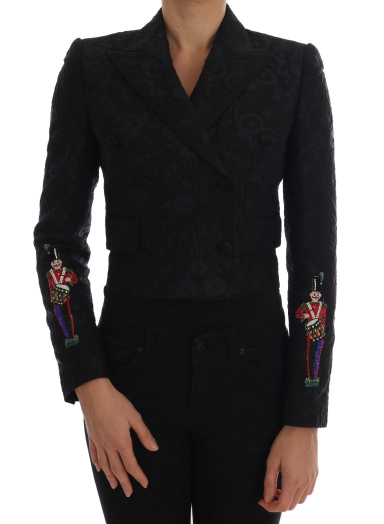 Veste blazer en brocart noire