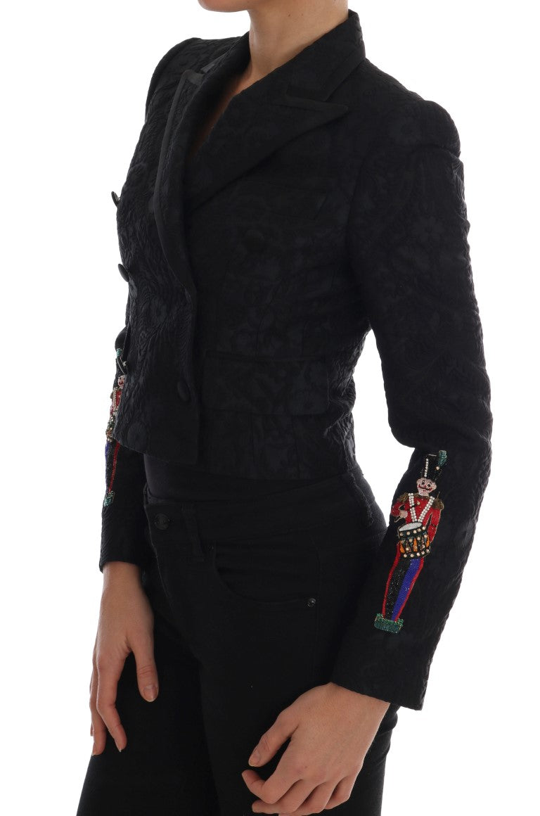 Veste blazer en brocart noire