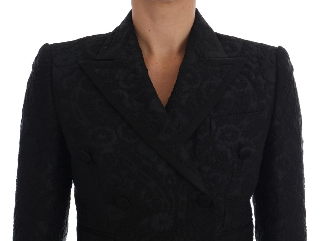 Veste blazer en brocart noire