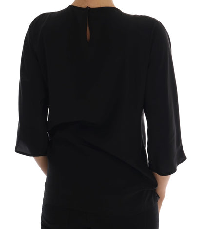 Blouse en cristal de haut de conte de fées en soie noire