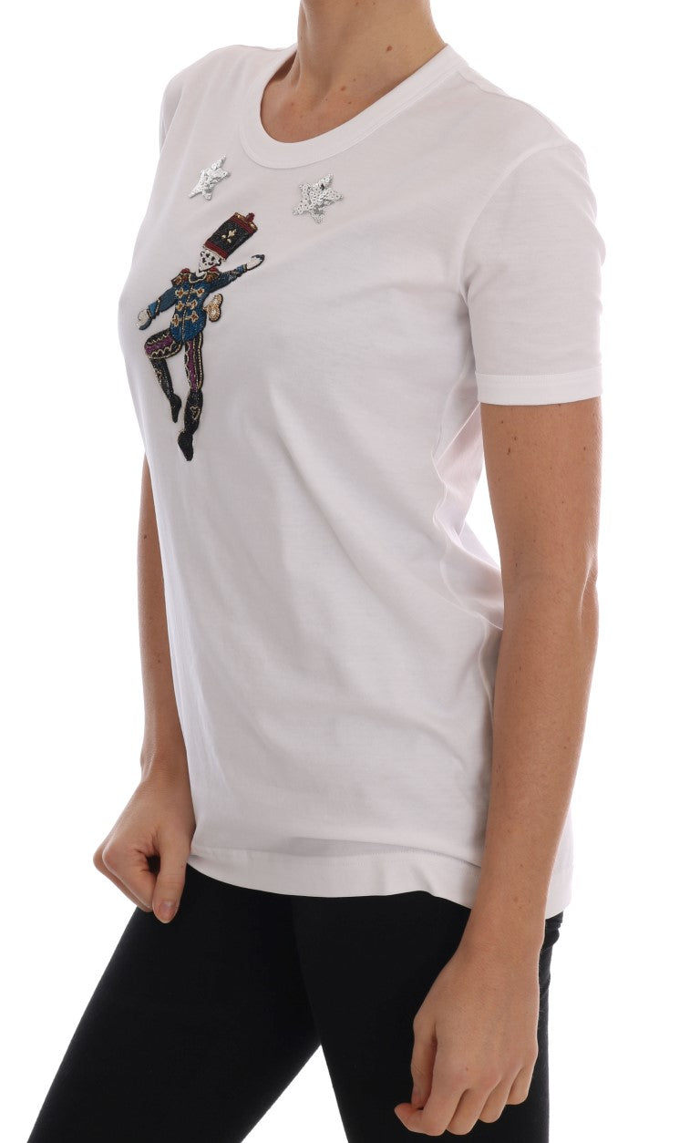 T-shirt in cotone bianco con fiaba