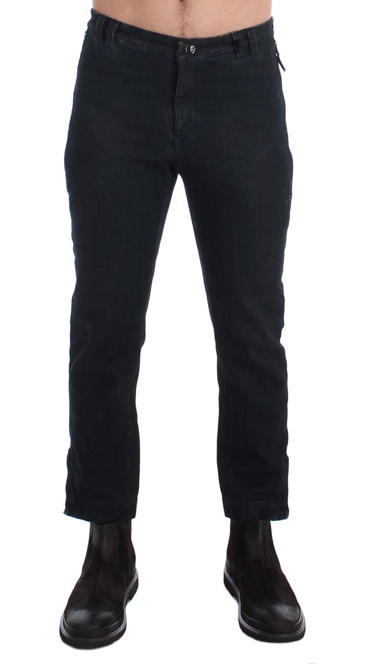 Jeans in denim con pantaloni slim in cotone blu