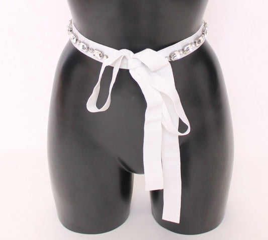 Ceinture taille avec pierres de cristal blanches