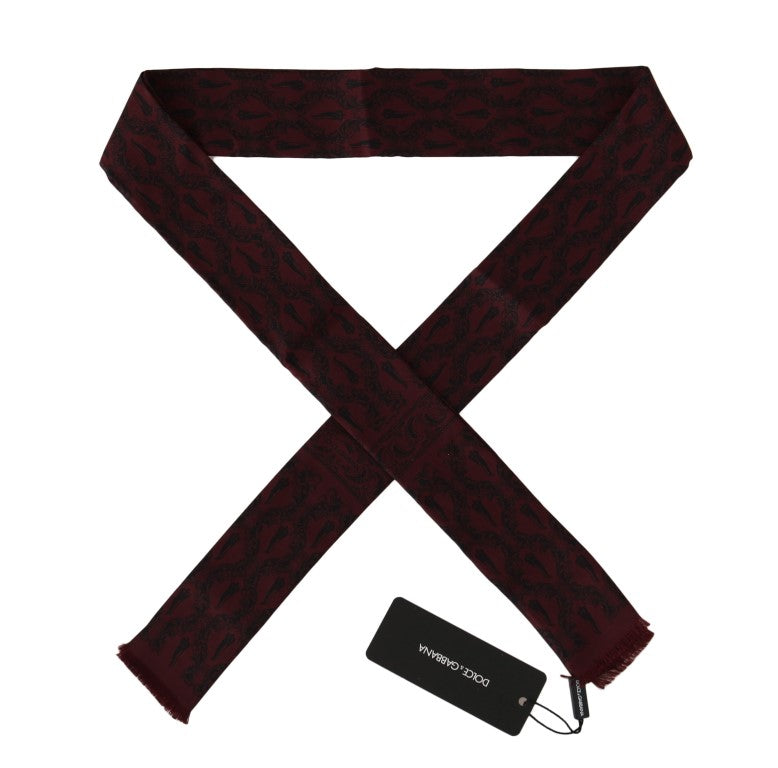 Dolce & Gabbana Silk Bordeaux Crown Chili Print Mens Scarf