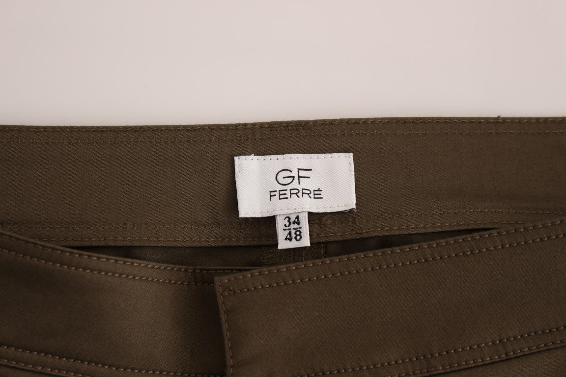 Grüne Stretch-Comfort-Fit-Hose aus Baumwolle