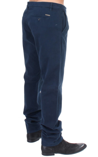 Blaue Stretch-Chinohose mit gerader Passform