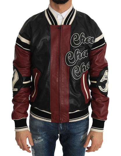 Schwarz-rote Club-Lounge-Lederjacke