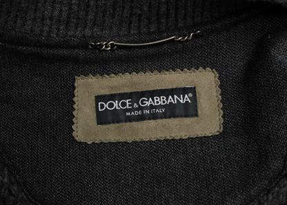 Dolce & Gabbana Elegant Leather & Wool Blend Jacket