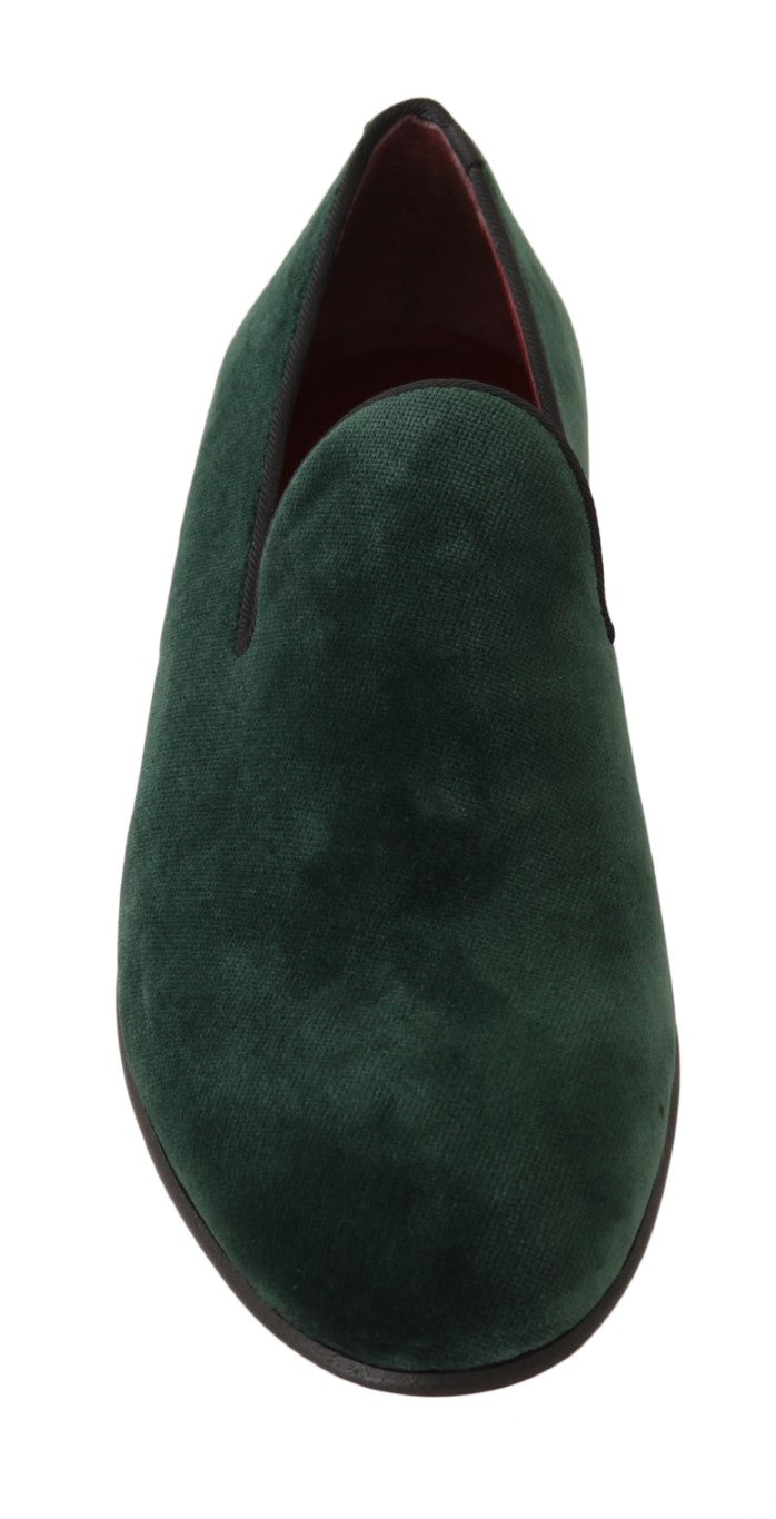 Mocassins pantoufles en cuir suédé vert