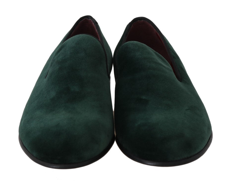 Mocassini con pantofola in pelle scamosciata verde