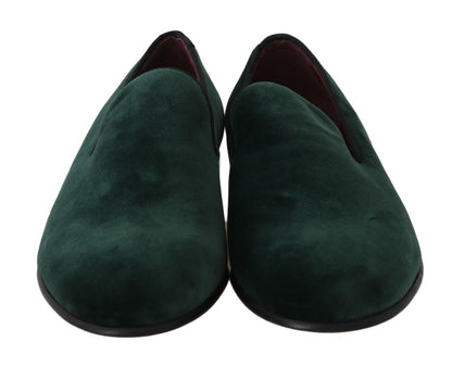 Mocassins pantoufles en cuir suédé vert