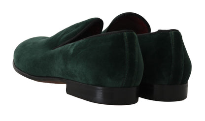 Mocassins pantoufles en cuir suédé vert