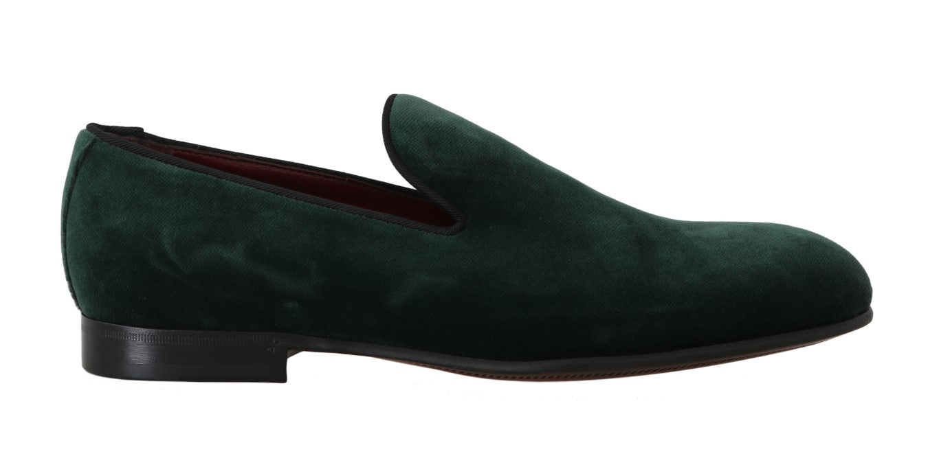 Mocassins pantoufles en cuir suédé vert