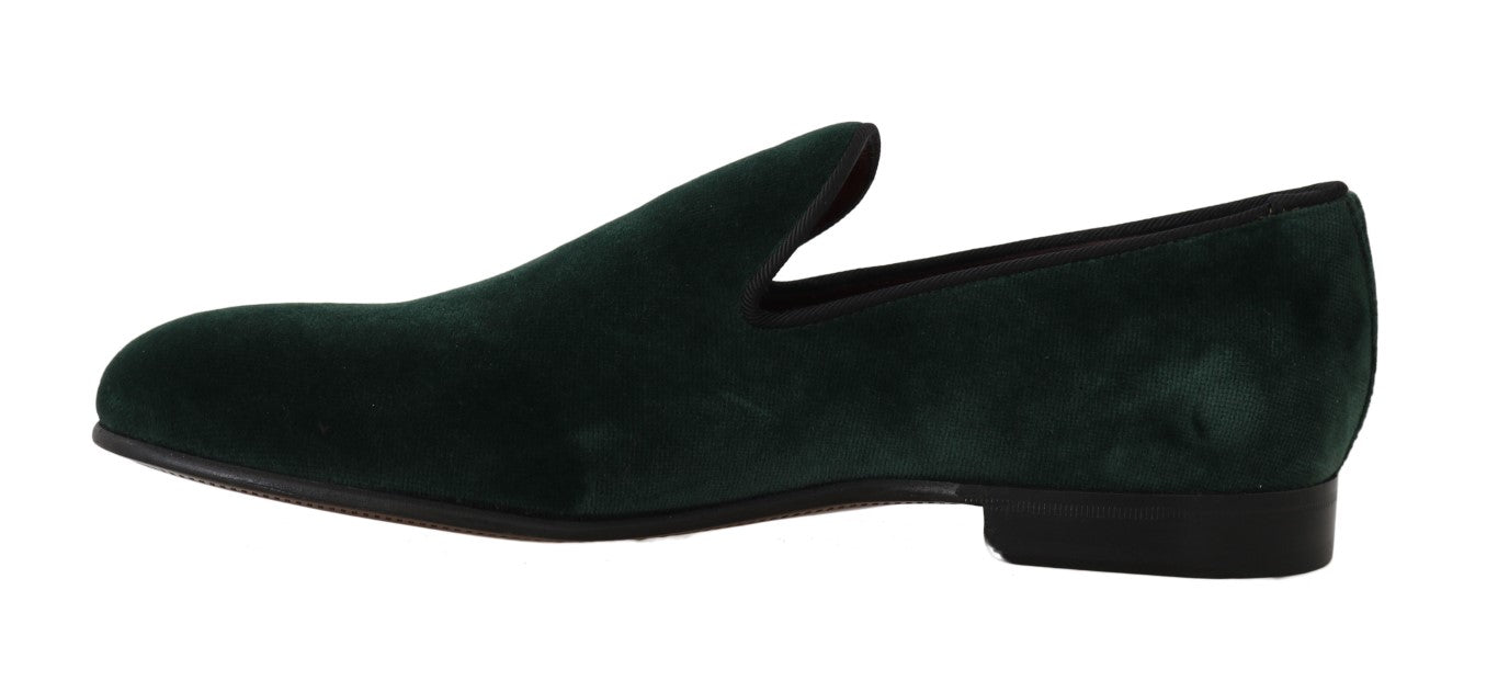 Dolce & Gabbana Elegant Green Suede Slip-On Loafers