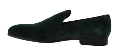 Mocassini con pantofola in pelle scamosciata verde