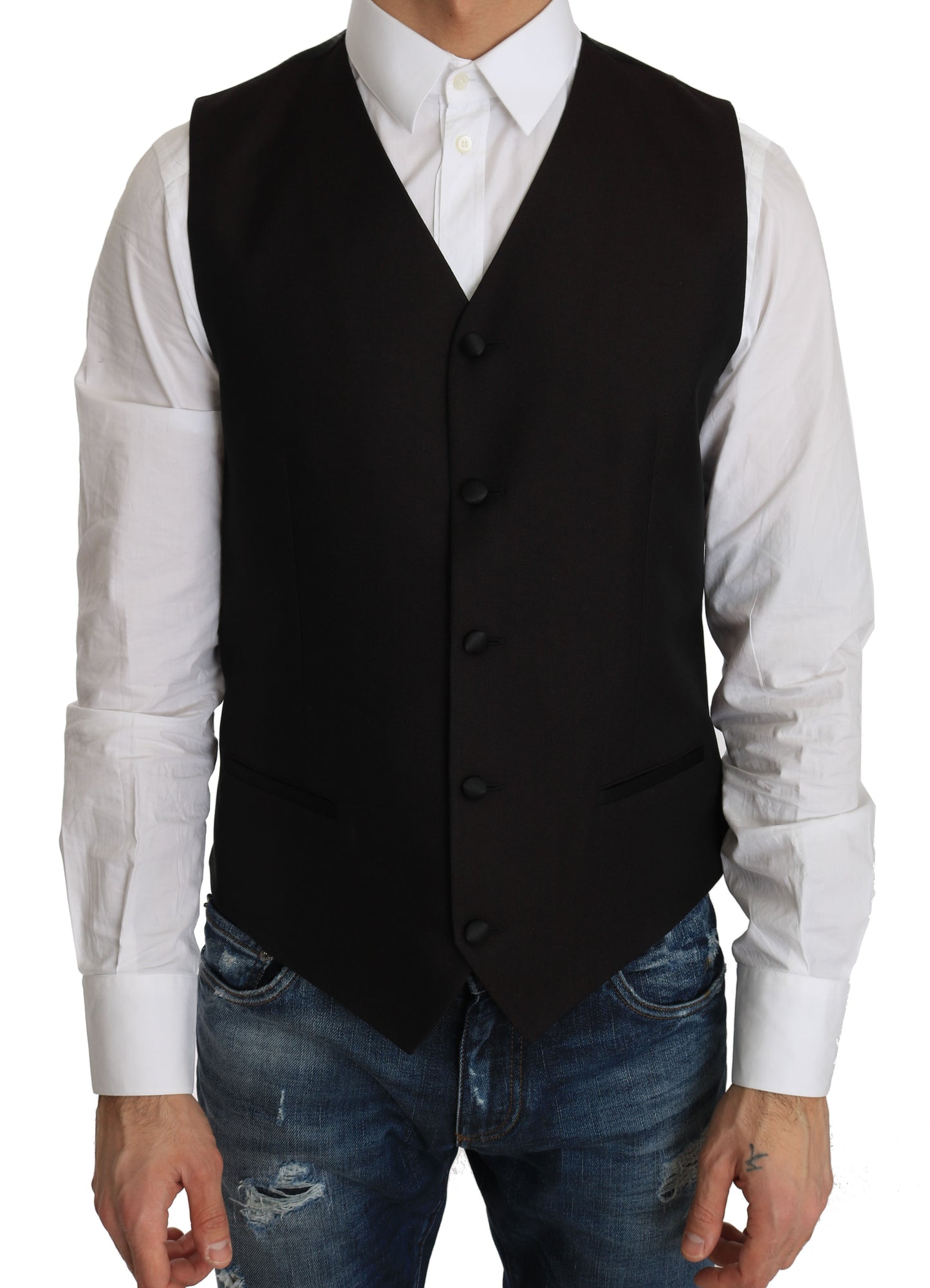 Gilet elegante in seta nera