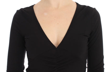 Versace Jeans Elegant V-Neck Black Viscose Blend Sweater