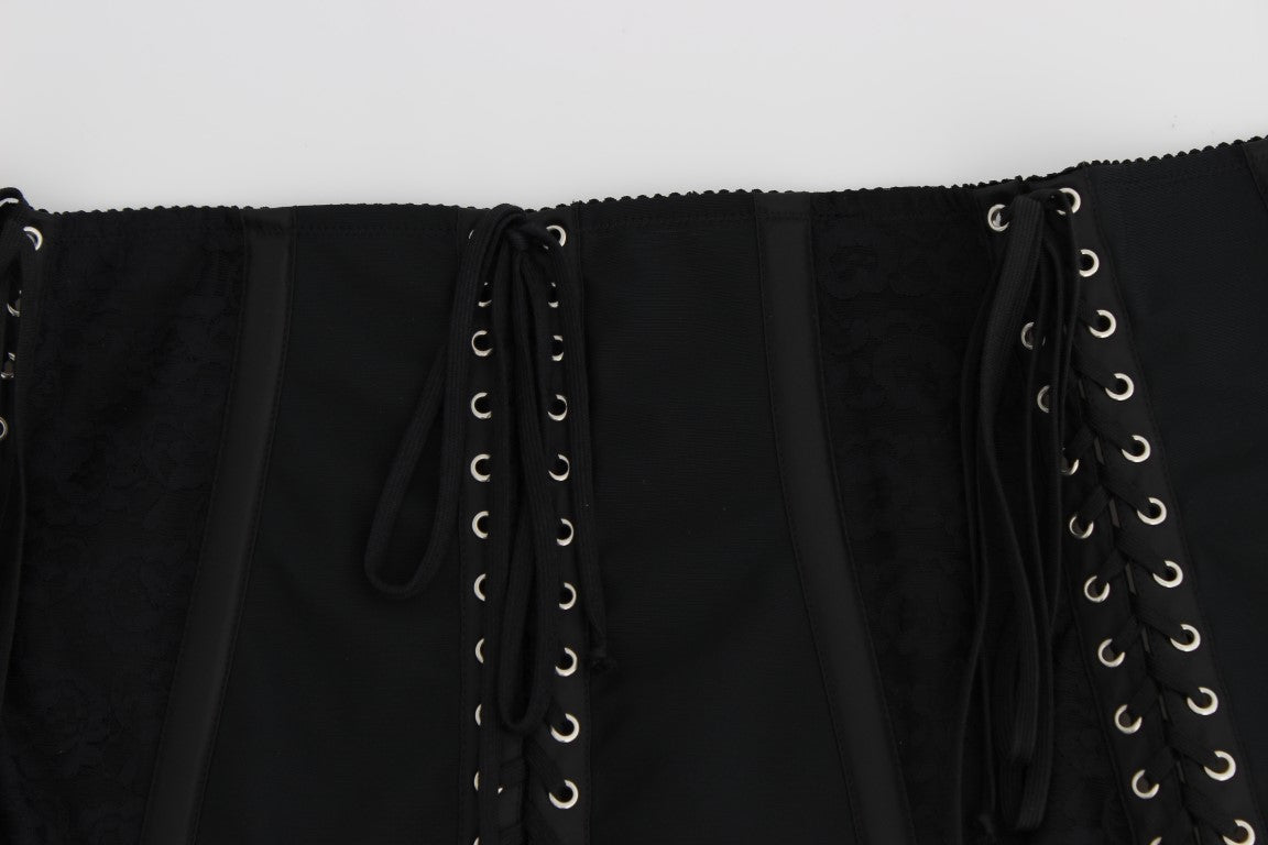 Cintura con cinturino in vita a corsetto elasticizzato nero