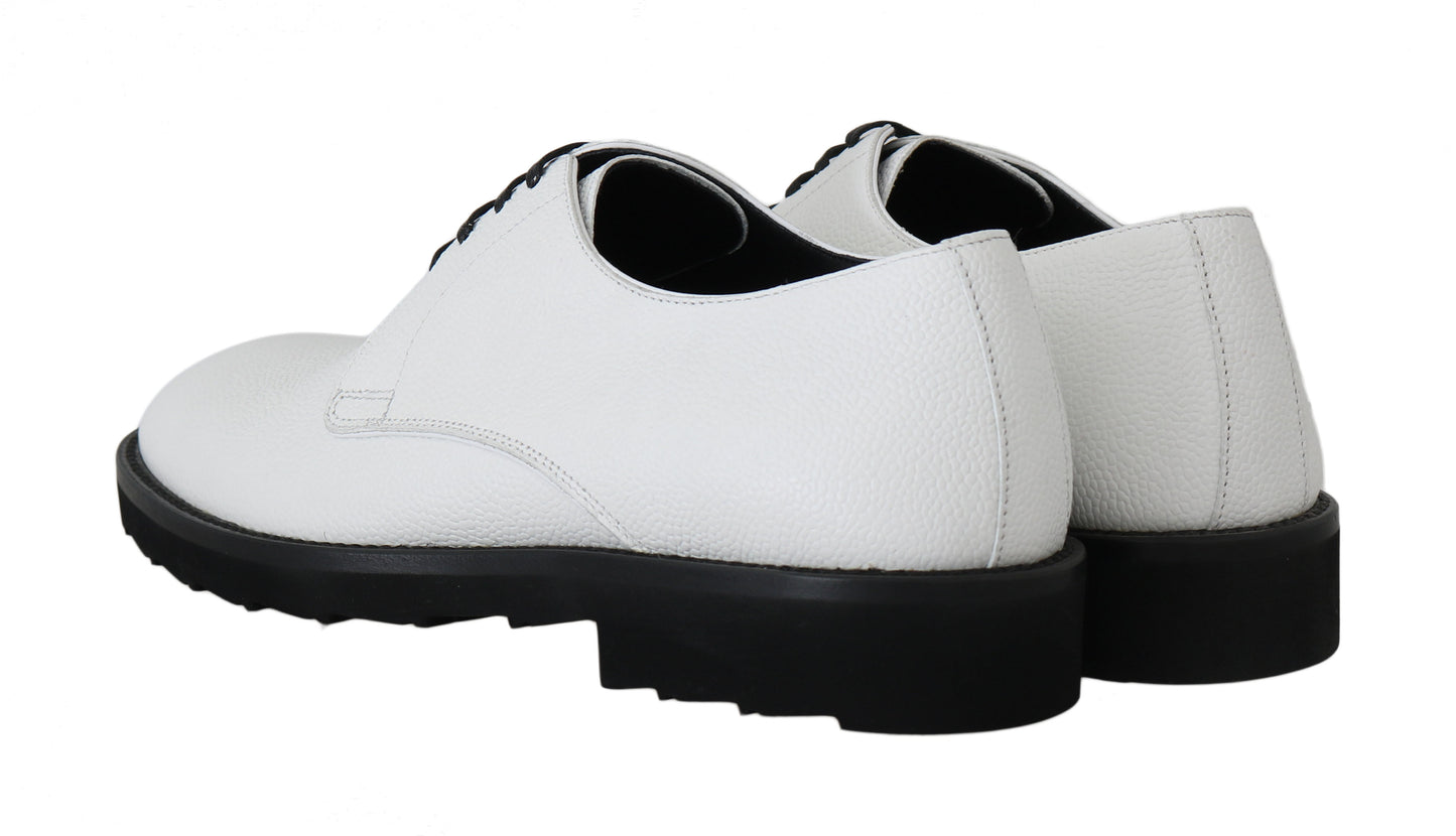 Chaussures formelles de robe derby en cuir blanc