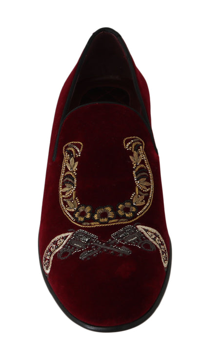 Bordeaux-Samt-Loafer Gun Horseshoe Shoes