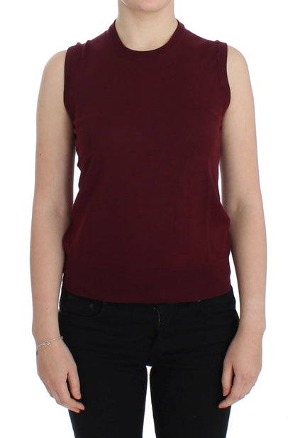 Pullover gilet girocollo senza maniche rosso