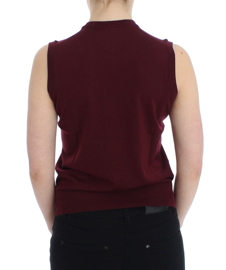 Pullover gilet girocollo senza maniche rosso